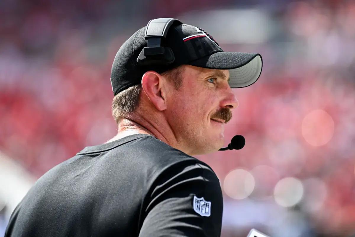 Atlanta Falcons defensive coordinator Ryan Nielsen looks on during Sunday's win over the Tampa Bay Buccaneers.